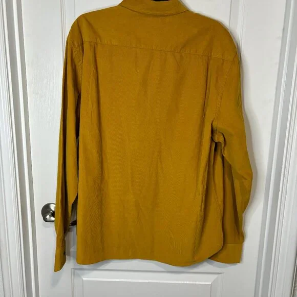 Haggar Men's Regular Fit Long Sleeve Corduroy Shirt Bundle Blue Mustard Green XL